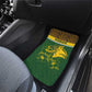 Gabon Car Mats - Tribal Print and Fierce Panther Graphic in National Flag Colors