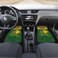 Gabon Car Mats - Tribal Print and Fierce Panther Graphic in National Flag Colors