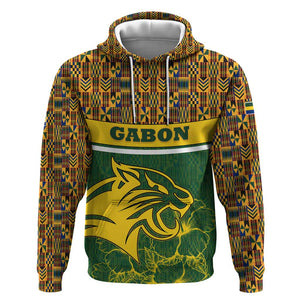 Gabon Hoodie - Tribal Print and Fierce Panther Graphic in National Flag Colors