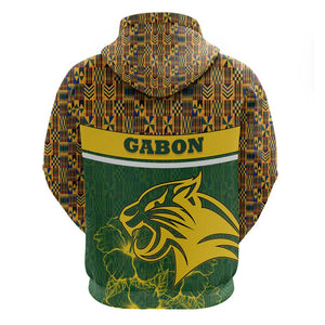 Gabon Hoodie - Tribal Print and Fierce Panther Graphic in National Flag Colors