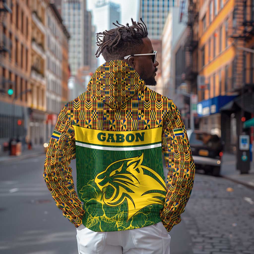 Gabon Hoodie - Tribal Print and Fierce Panther Graphic in National Flag Colors