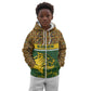 Gabon Kid Hoodie - Tribal Print and Fierce Panther Graphic in National Flag Colors