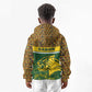 Gabon Kid Hoodie - Tribal Print and Fierce Panther Graphic in National Flag Colors
