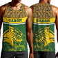 Gabon Men Tank Top - Tribal Print and Fierce Panther Graphic in National Flag Colors
