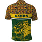 Gabon Polo Shirt - Tribal Print and Fierce Panther Graphic in National Flag Colors