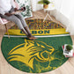 Gabon Round Carpet - Tribal Print and Fierce Panther Graphic in National Flag Colors