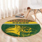Gabon Round Carpet - Tribal Print and Fierce Panther Graphic in National Flag Colors