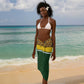 Gabon Sarong - Tribal Print and Fierce Panther Graphic in National Flag Colors