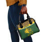 Gabon Shoulder Handbag - Tribal Print and Fierce Panther Graphic in National Flag Colors