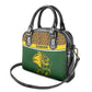 Gabon Shoulder Handbag - Tribal Print and Fierce Panther Graphic in National Flag Colors
