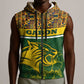 Gabon Sleeveless Zip Hoodie - Tribal Print and Fierce Panther Graphic in National Flag Colors - African Pride