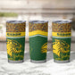 Gabon Tumbler Cup - Tribal Print and Fierce Panther Graphic in National Flag Colors