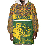 Gabon Wearable Blanket Hoodie - Tribal Print and Fierce Panther Graphic in National Flag Colors