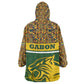 Gabon Wearable Blanket Hoodie - Tribal Print and Fierce Panther Graphic in National Flag Colors