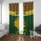 Gabon Window Curtain - Tribal Print and Fierce Panther Graphic in National Flag Colors