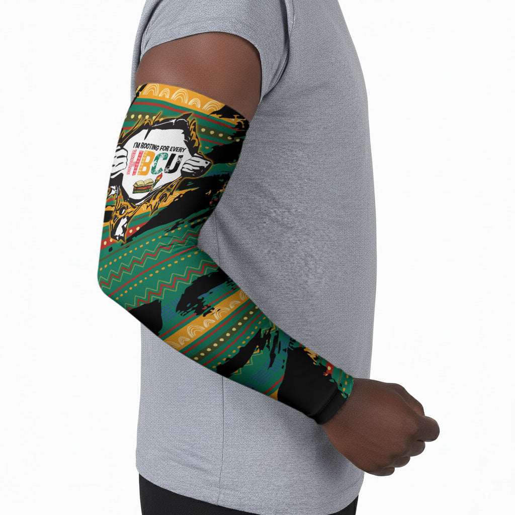 Rooting For Every HBCU Arm Sleeves Pan African Kente Pattern - History And Knowledge Torch
