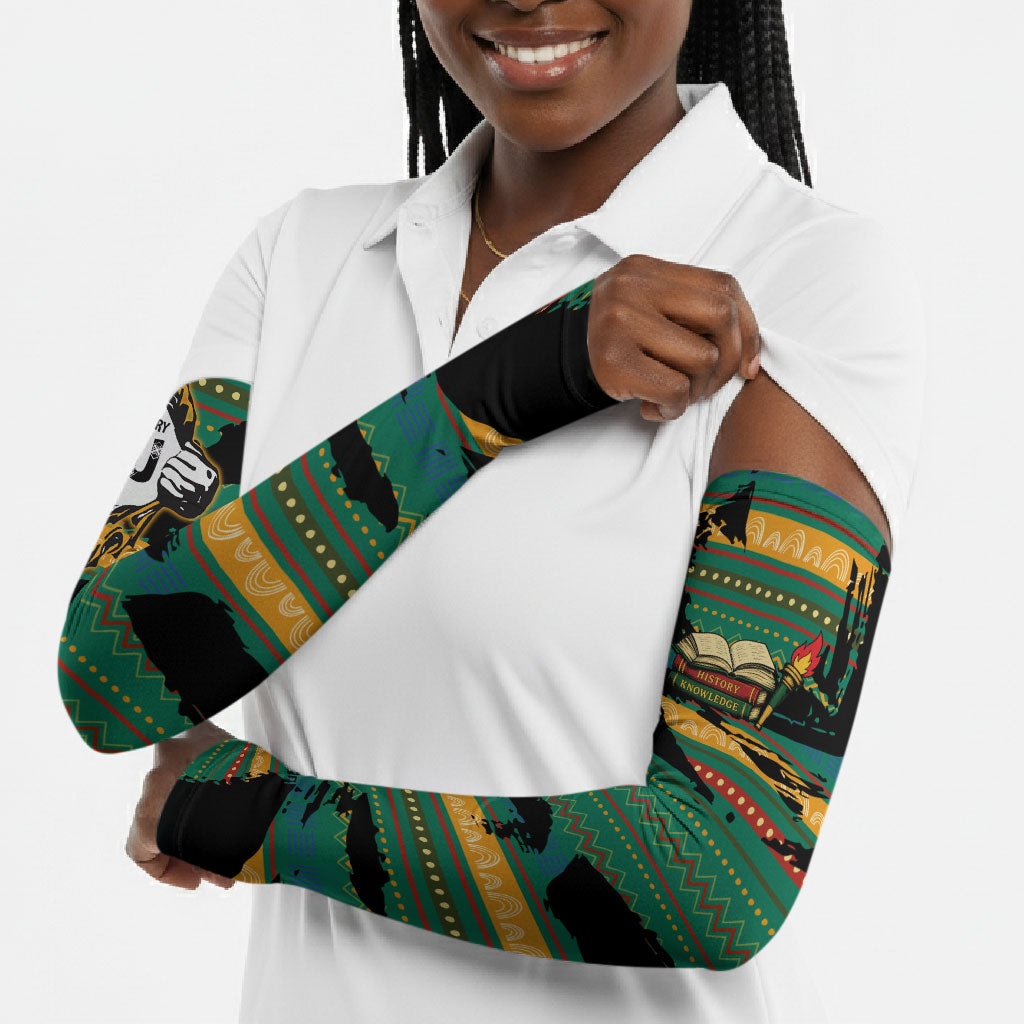 Rooting For Every HBCU Arm Sleeves Pan African Kente Pattern - History And Knowledge Torch