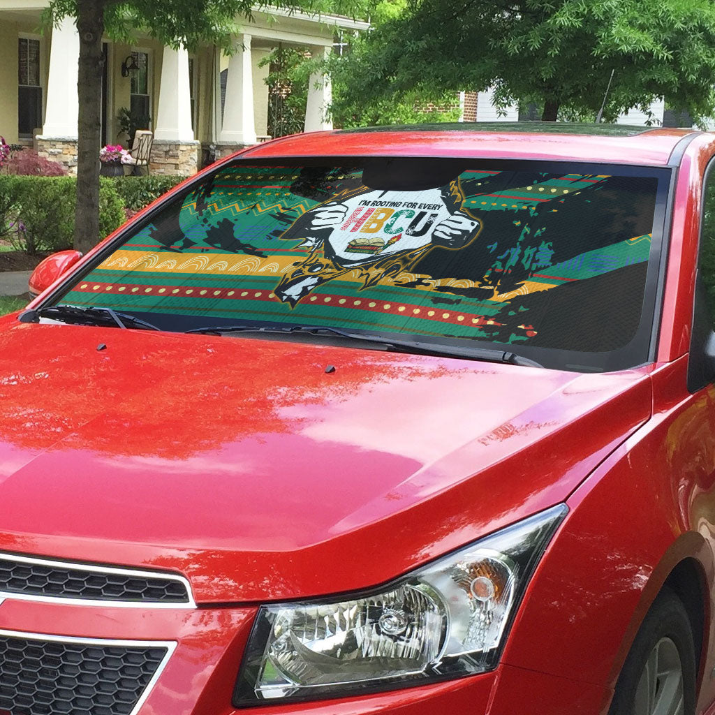 Rooting For Every HBCU Auto Sun Shade Pan African Kente Pattern - History And Knowledge Torch