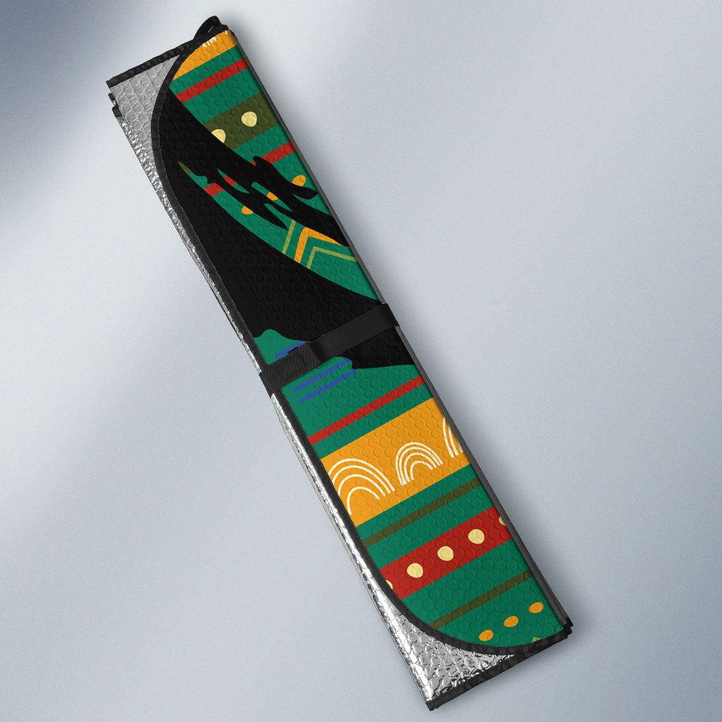 Rooting For Every HBCU Auto Sun Shade Pan African Kente Pattern - History And Knowledge Torch