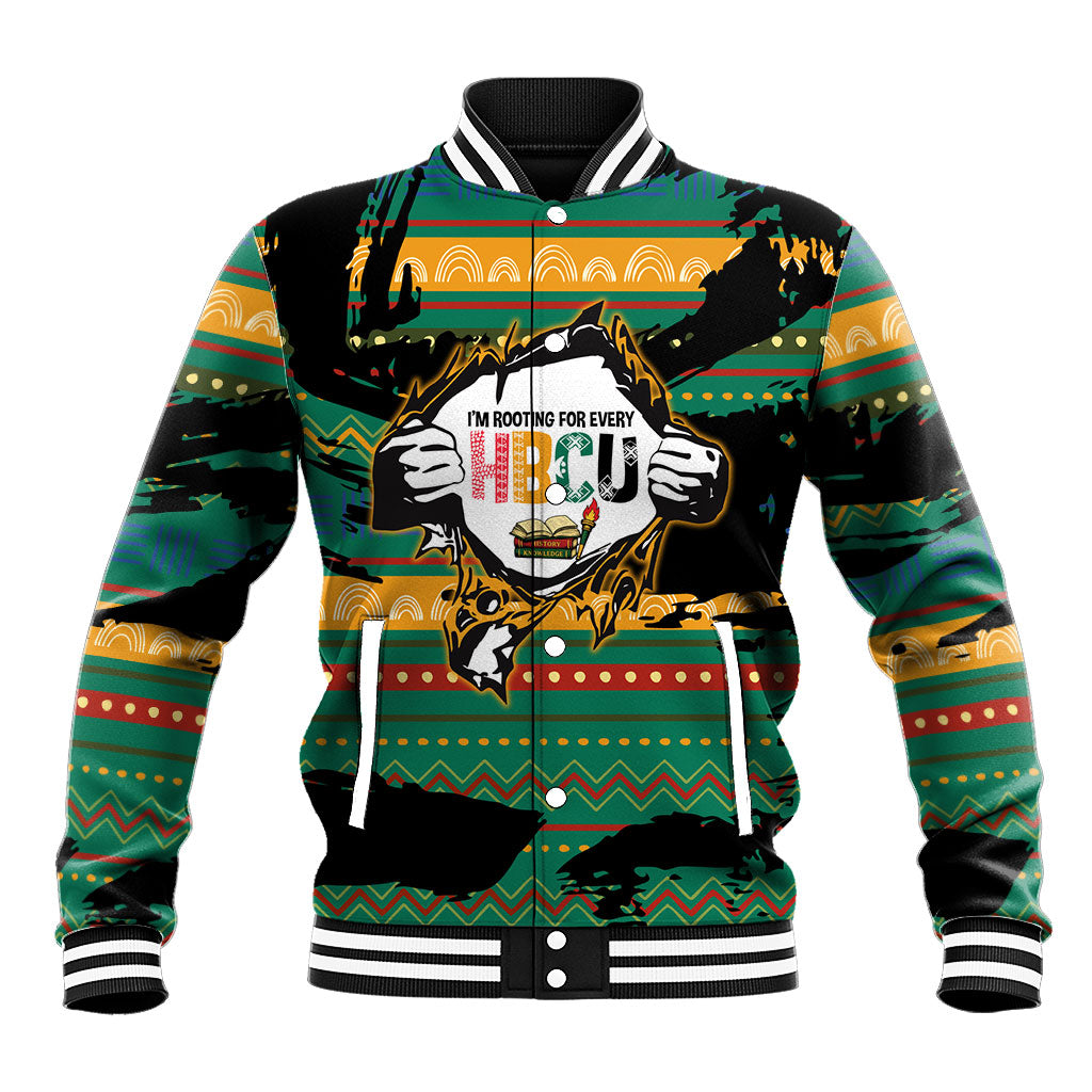 Rooting For Every HBCU Baseball Jacket Pan African Kente Pattern - History And Knowledge Torch
