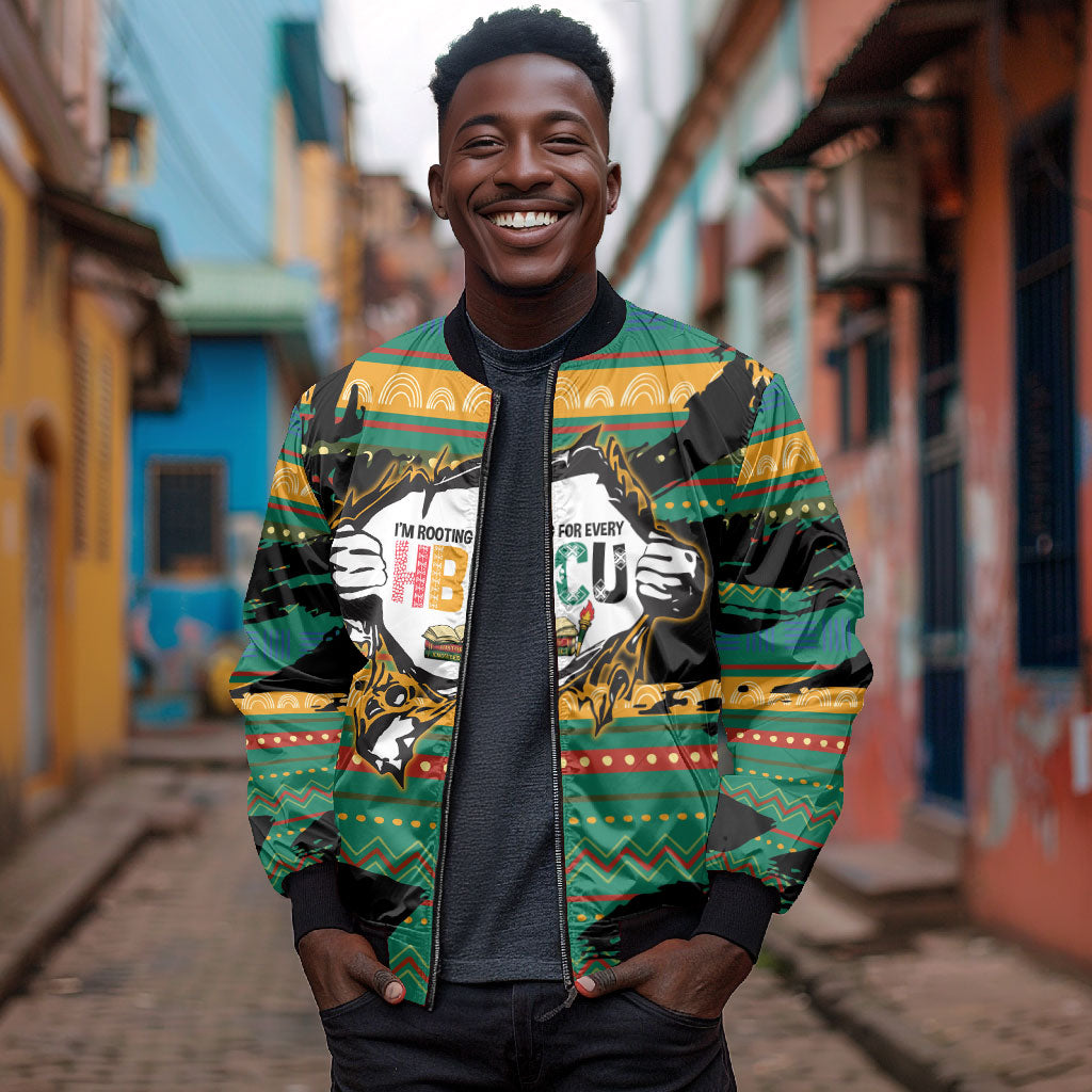 Rooting For Every HBCU Bomber Jacket Pan African Kente Pattern - History And Knowledge Torch
