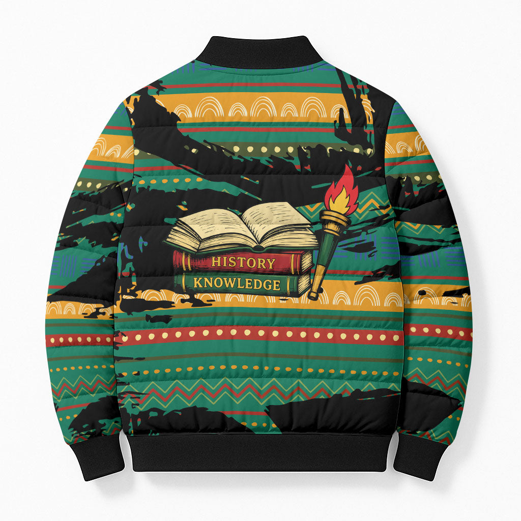 Rooting For Every HBCU Bomber Puffer Jacket Pan African Kente Pattern - History And Knowledge Torch