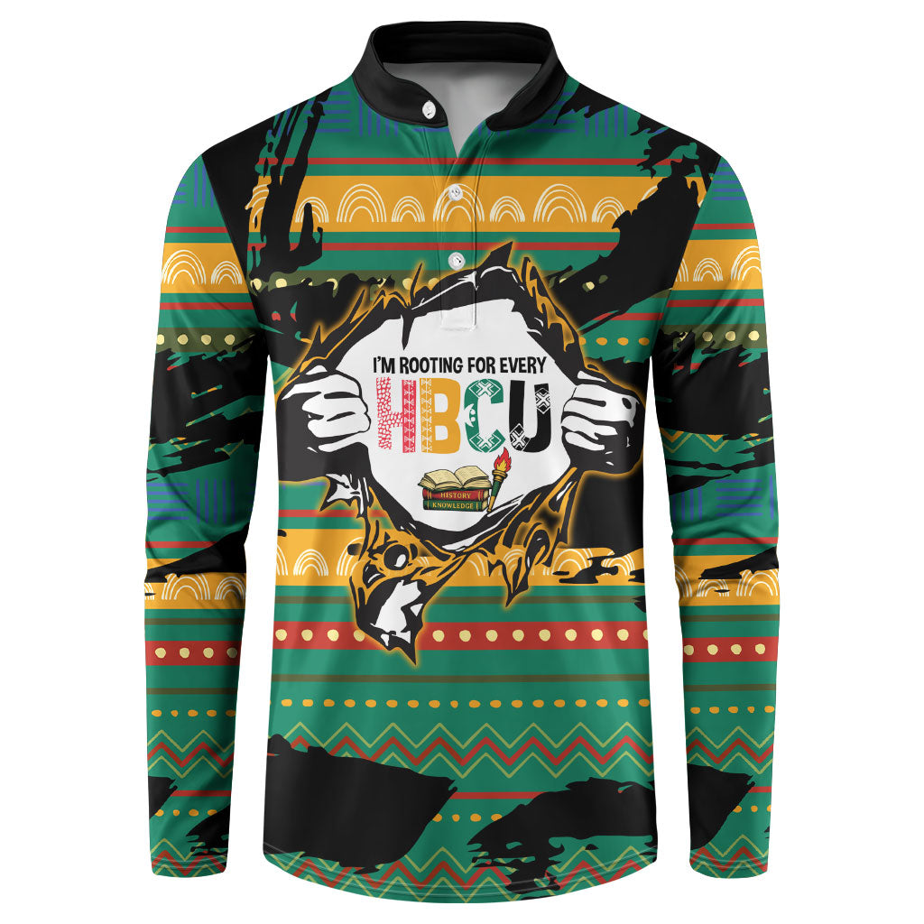 Rooting For Every HBCU Button Sweatshirt Pan African Kente Pattern - History And Knowledge Torch