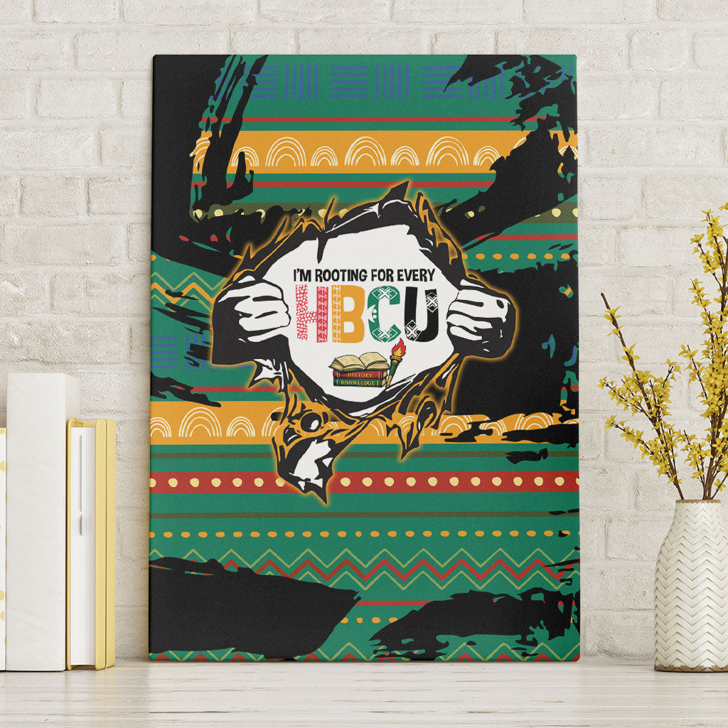 Rooting For Every HBCU Canvas Wall Art Pan African Kente Pattern - History And Knowledge Torch