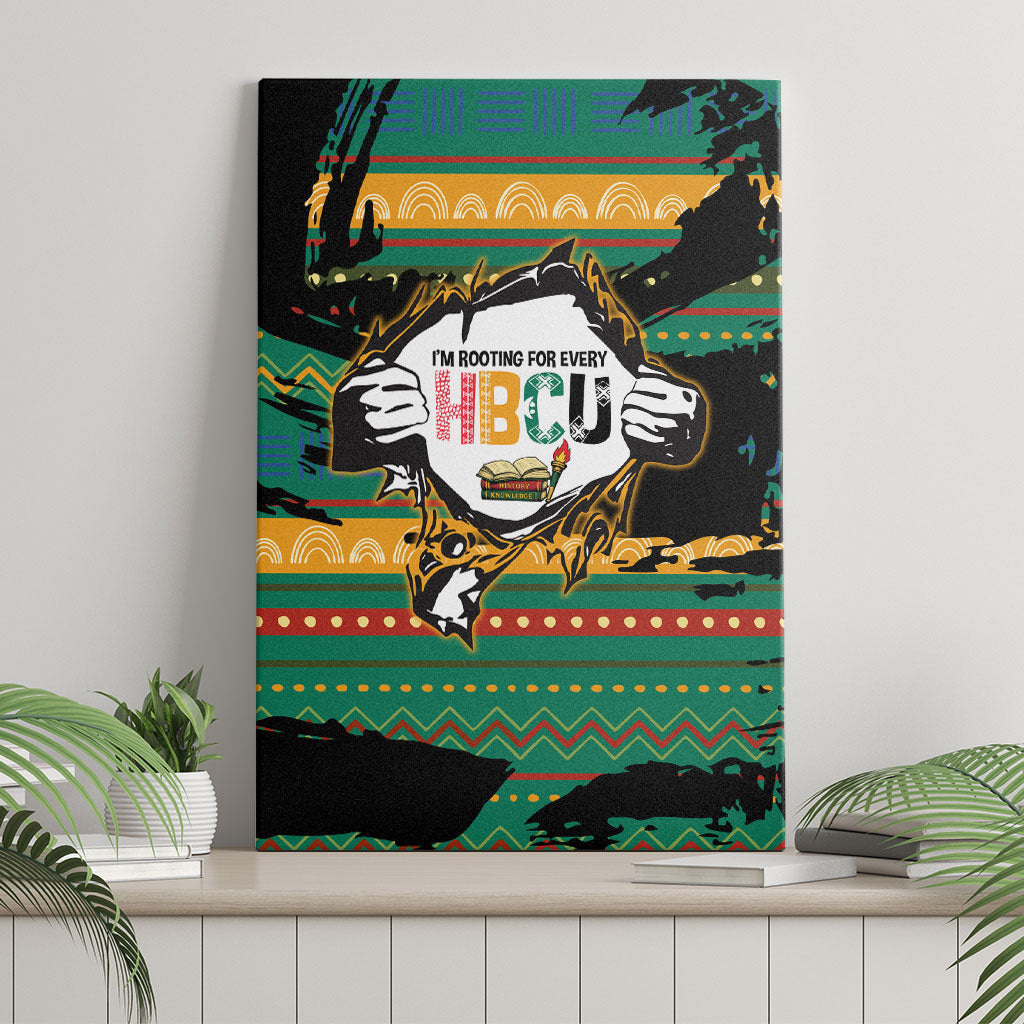 Rooting For Every HBCU Canvas Wall Art Pan African Kente Pattern - History And Knowledge Torch