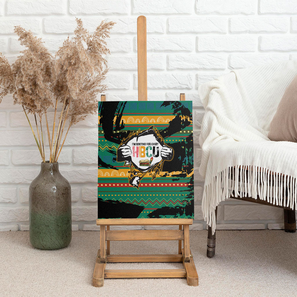 Rooting For Every HBCU Canvas Wall Art Pan African Kente Pattern - History And Knowledge Torch