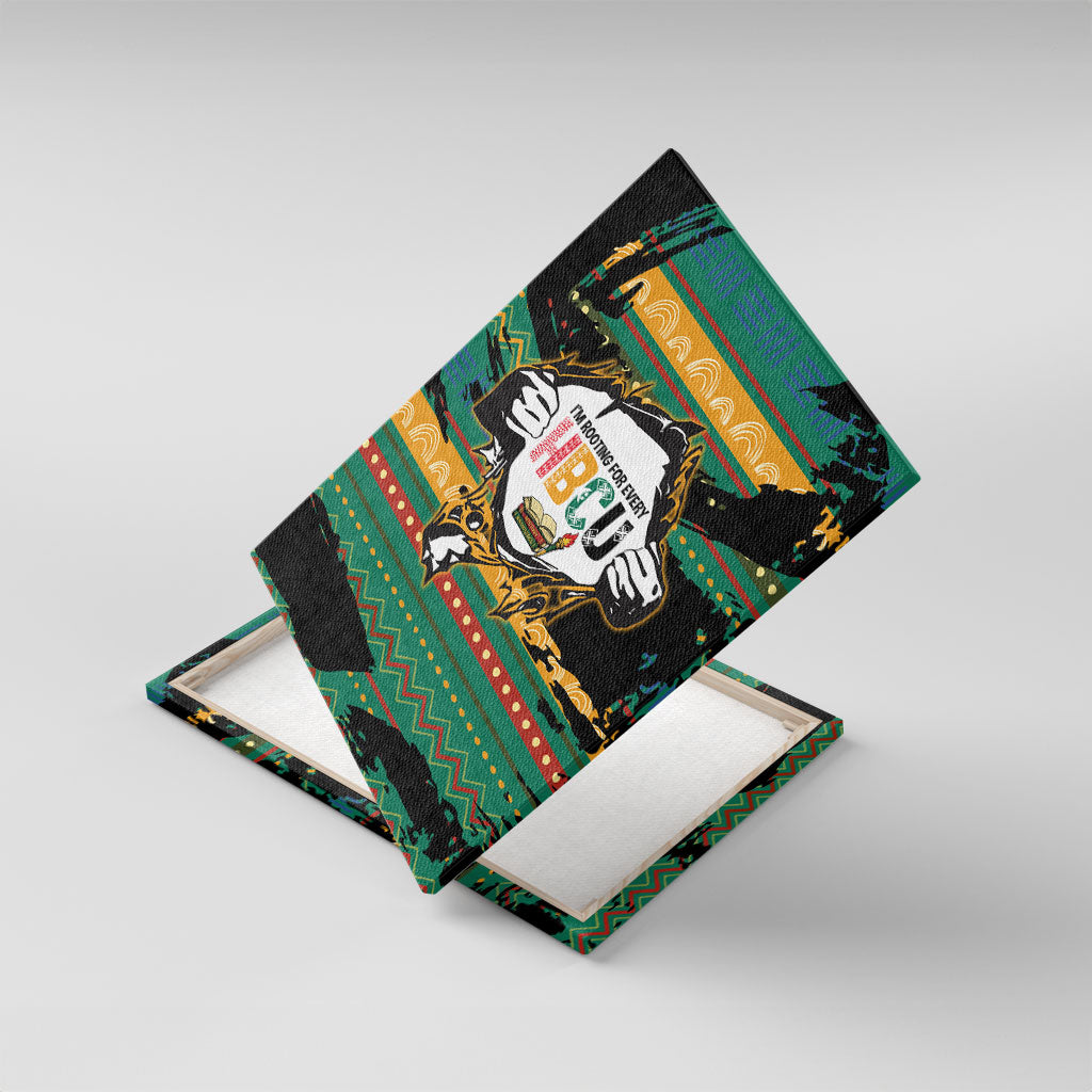 Rooting For Every HBCU Canvas Wall Art Pan African Kente Pattern - History And Knowledge Torch