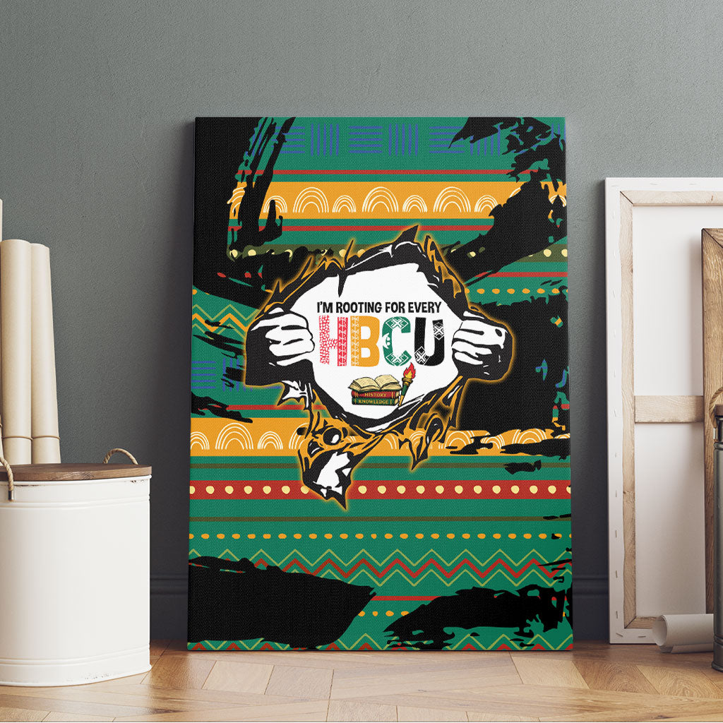 Rooting For Every HBCU Canvas Wall Art Pan African Kente Pattern - History And Knowledge Torch