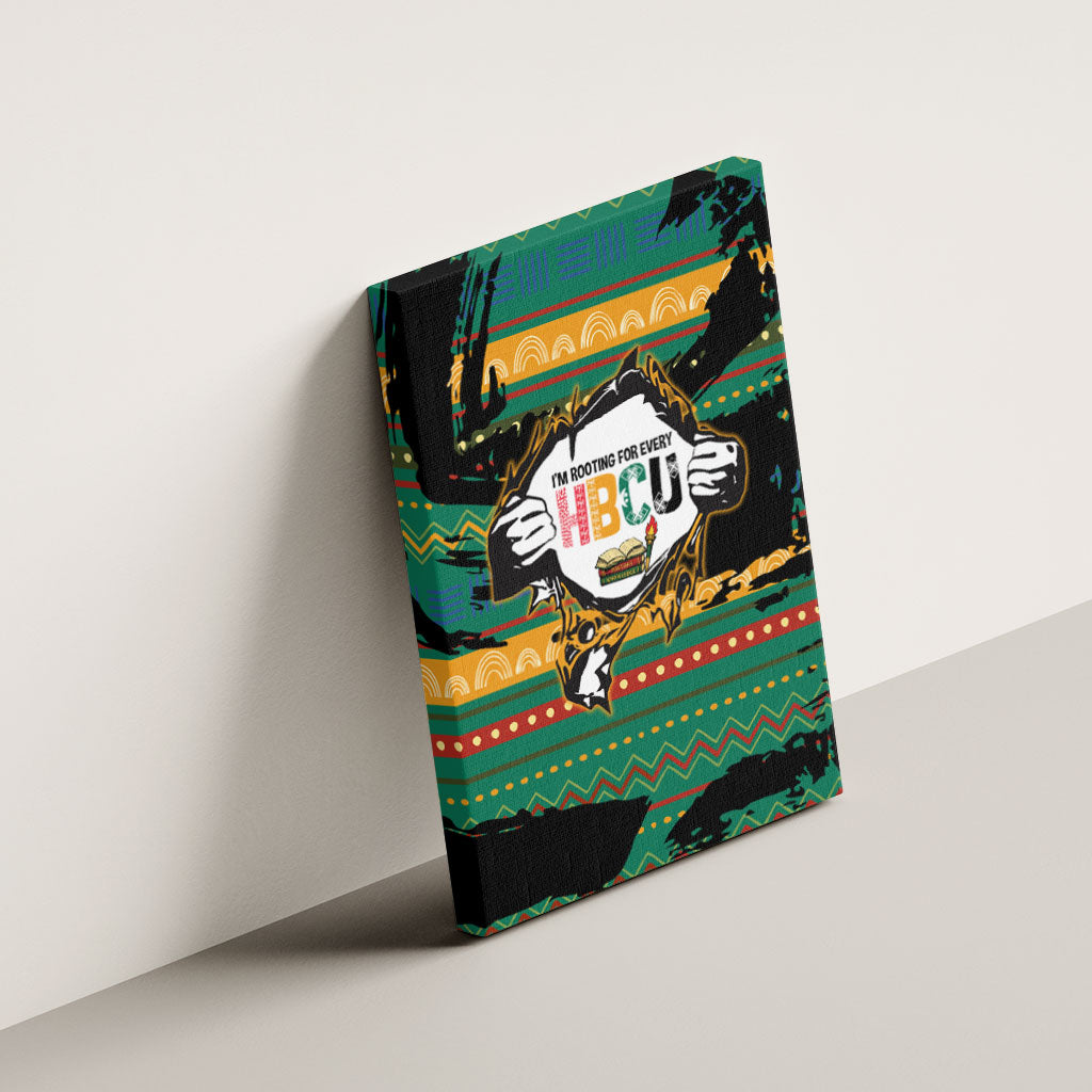 Rooting For Every HBCU Canvas Wall Art Pan African Kente Pattern - History And Knowledge Torch