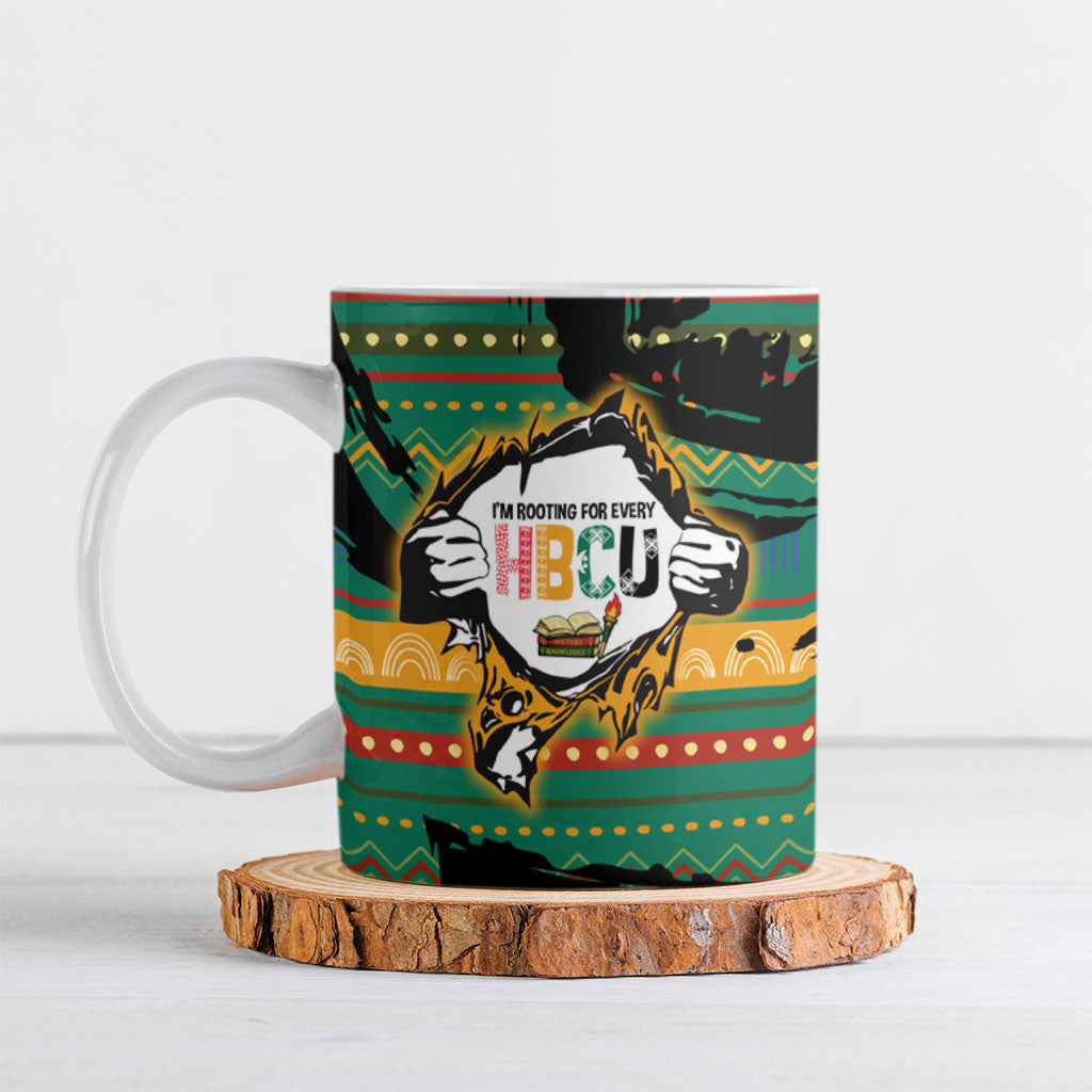 Rooting For Every HBCU Ceramic Mug Pan African Kente Pattern - History And Knowledge Torch
