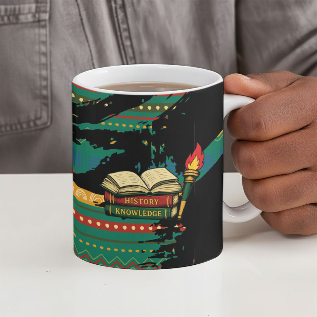 Rooting For Every HBCU Ceramic Mug Pan African Kente Pattern - History And Knowledge Torch