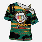 Rooting For Every HBCU Cross Shoulder Shirt Pan African Kente Pattern - History And Knowledge Torch