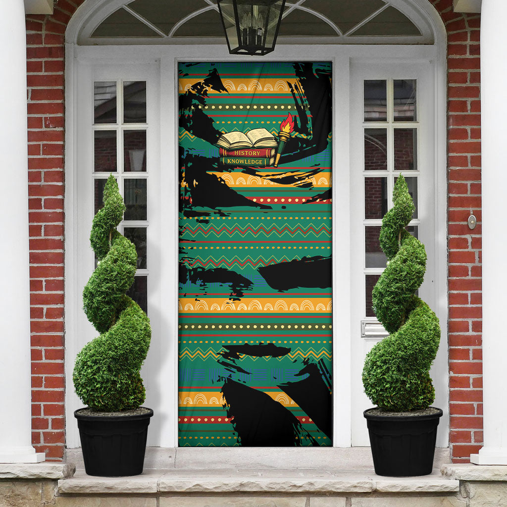Rooting For Every HBCU Door Cover Pan African Kente Pattern - History And Knowledge Torch