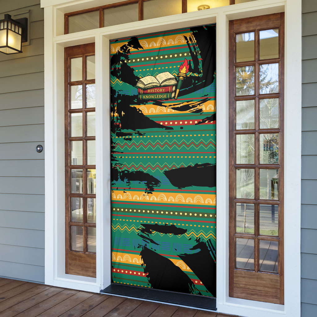 Rooting For Every HBCU Door Cover Pan African Kente Pattern - History And Knowledge Torch