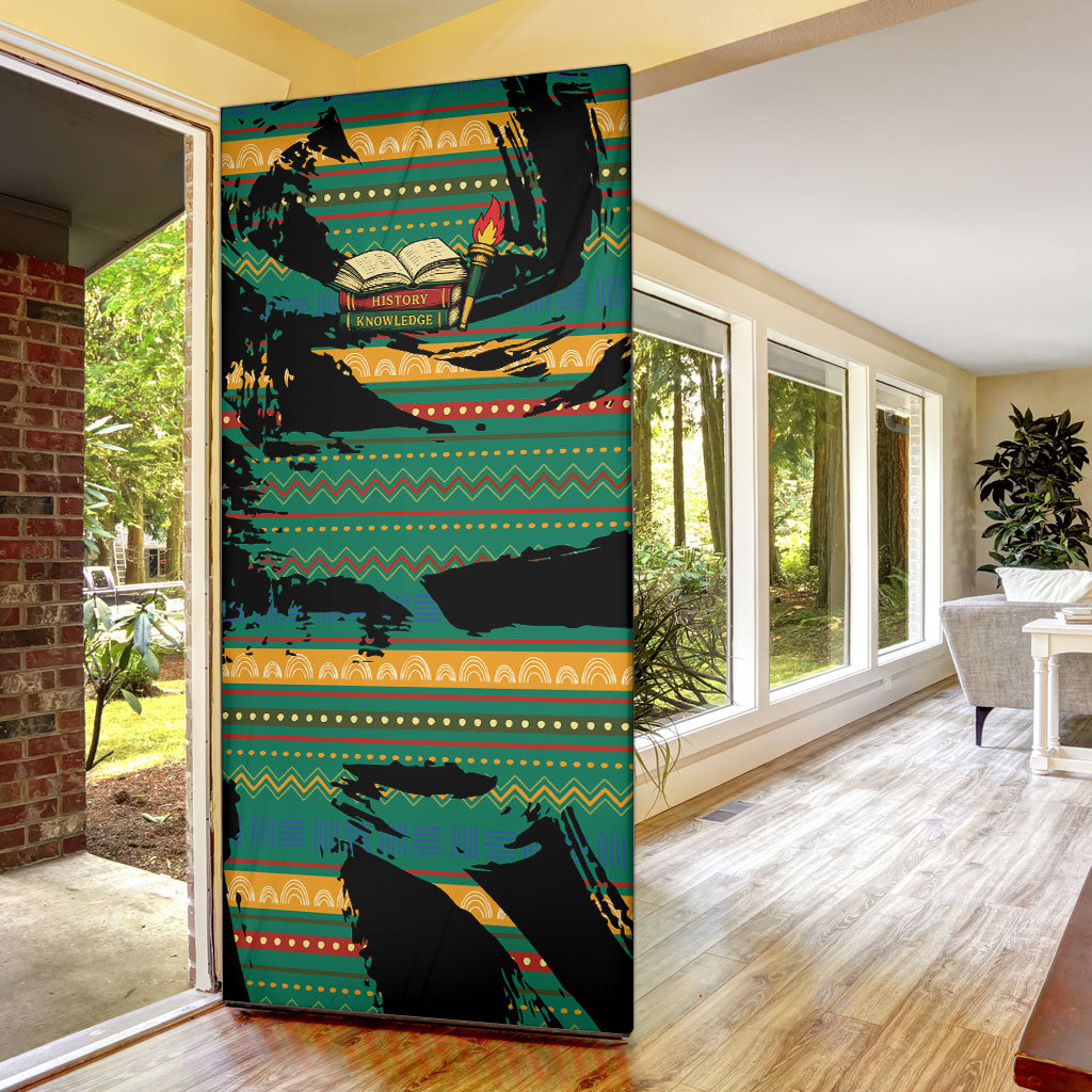 Rooting For Every HBCU Door Cover Pan African Kente Pattern - History And Knowledge Torch