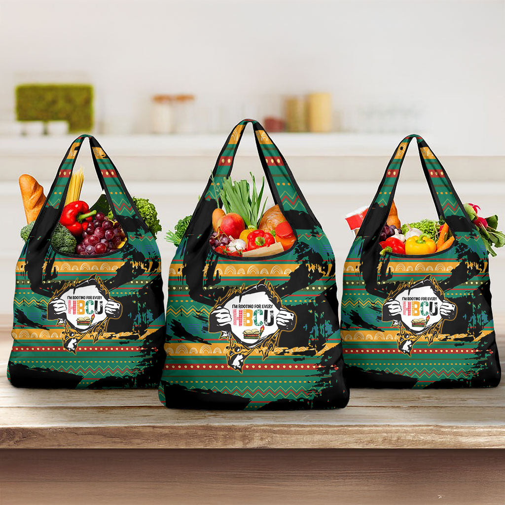 Rooting For Every HBCU Grocery Bag Pan African Kente Pattern - History And Knowledge Torch