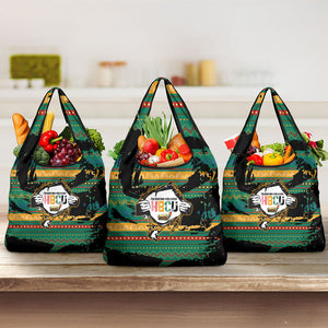 Rooting For Every HBCU Grocery Bag Pan African Kente Pattern - History And Knowledge Torch
