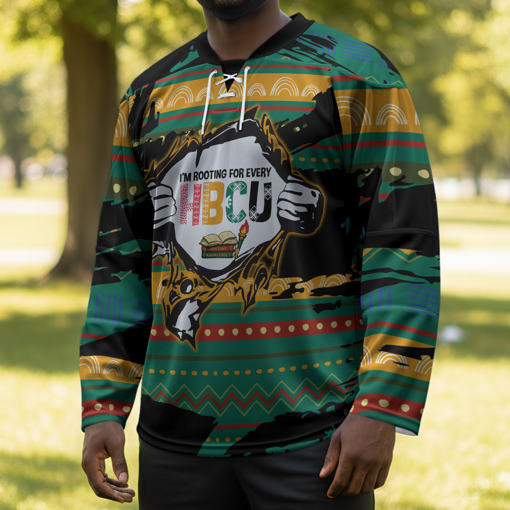 Rooting For Every HBCU Hockey Jersey Pan African Kente Pattern - History And Knowledge Torch