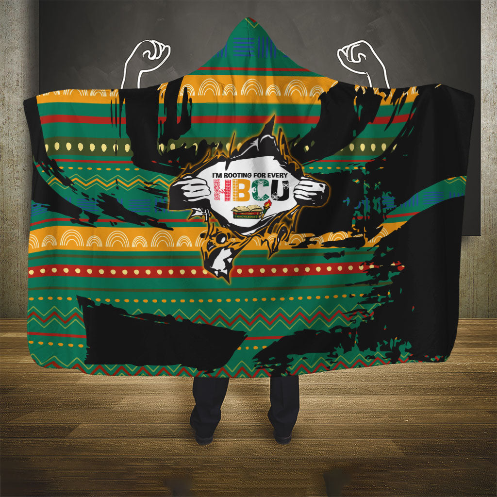 Rooting For Every HBCU Hooded Blanket Pan African Kente Pattern - History And Knowledge Torch
