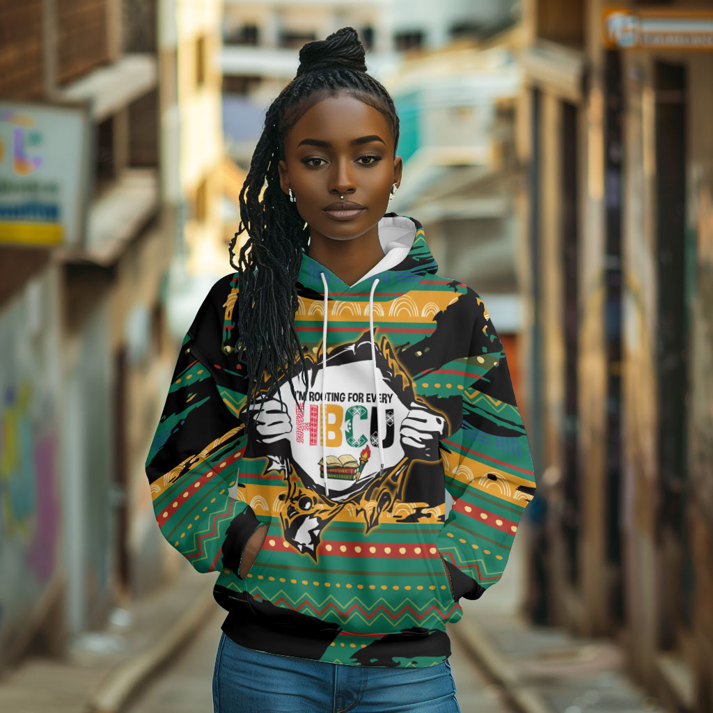 Rooting For Every HBCU Hoodie Pan African Kente Pattern - History And Knowledge Torch