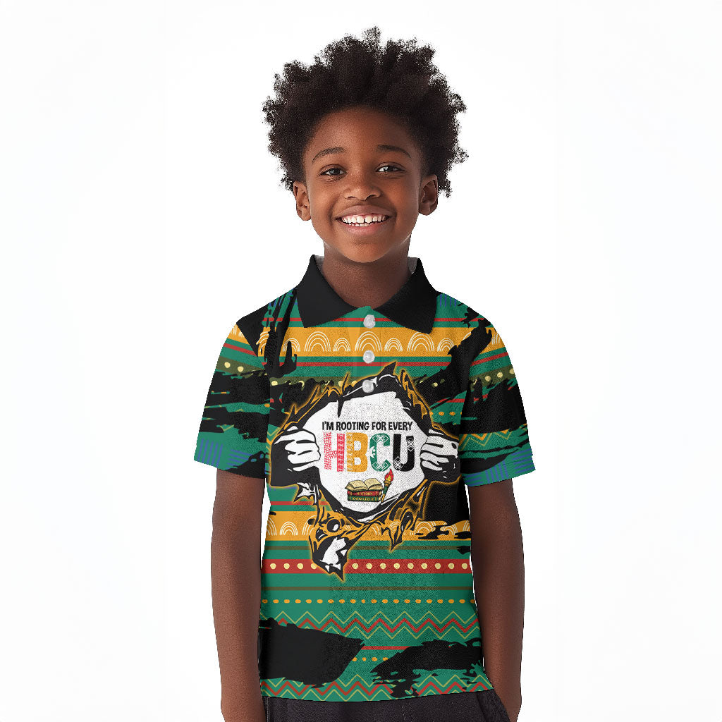 Rooting For Every HBCU Kid Polo Shirt Pan African Kente Pattern - History And Knowledge Torch