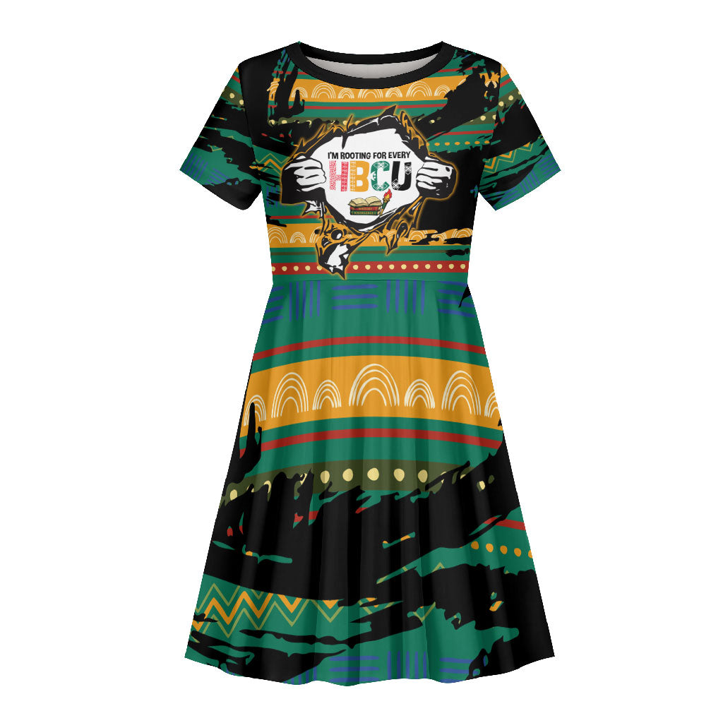 Rooting For Every HBCU Kid Short Sleeve Dress Pan African Kente Pattern - History And Knowledge Torch