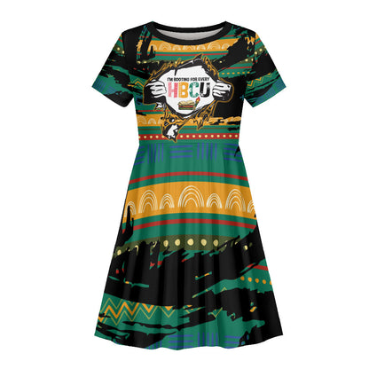 Rooting For Every HBCU Kid Short Sleeve Dress Pan African Kente Pattern - History And Knowledge Torch