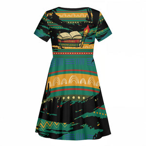 Rooting For Every HBCU Kid Short Sleeve Dress Pan African Kente Pattern - History And Knowledge Torch