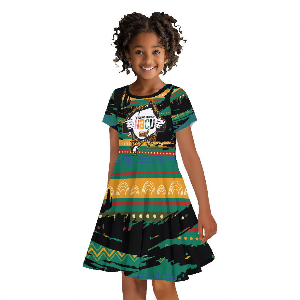 Rooting For Every HBCU Kid Short Sleeve Dress Pan African Kente Pattern - History And Knowledge Torch