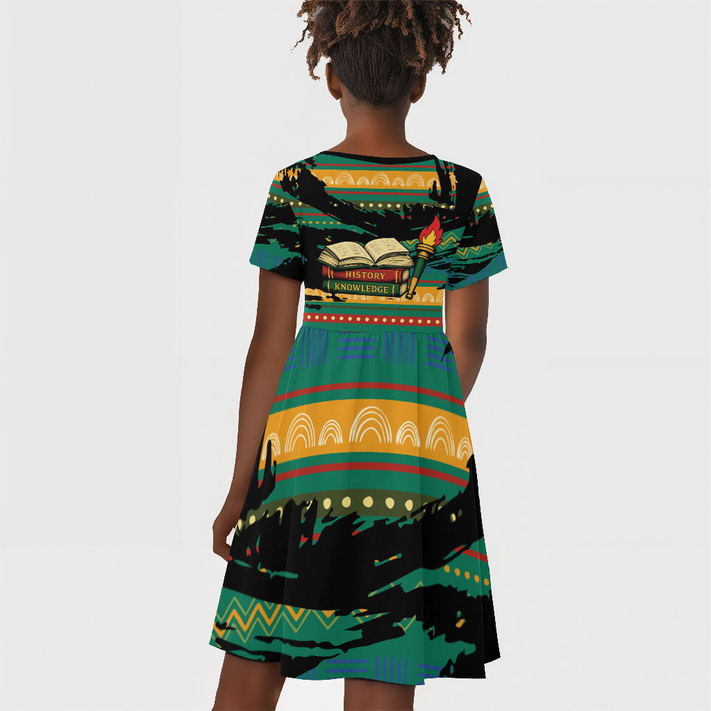 Rooting For Every HBCU Kid Short Sleeve Dress Pan African Kente Pattern - History And Knowledge Torch